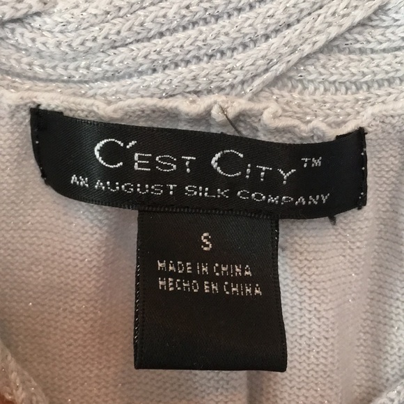 C’est City Metallic Silver Sleeveless Sweater S - Picture 4 of 5